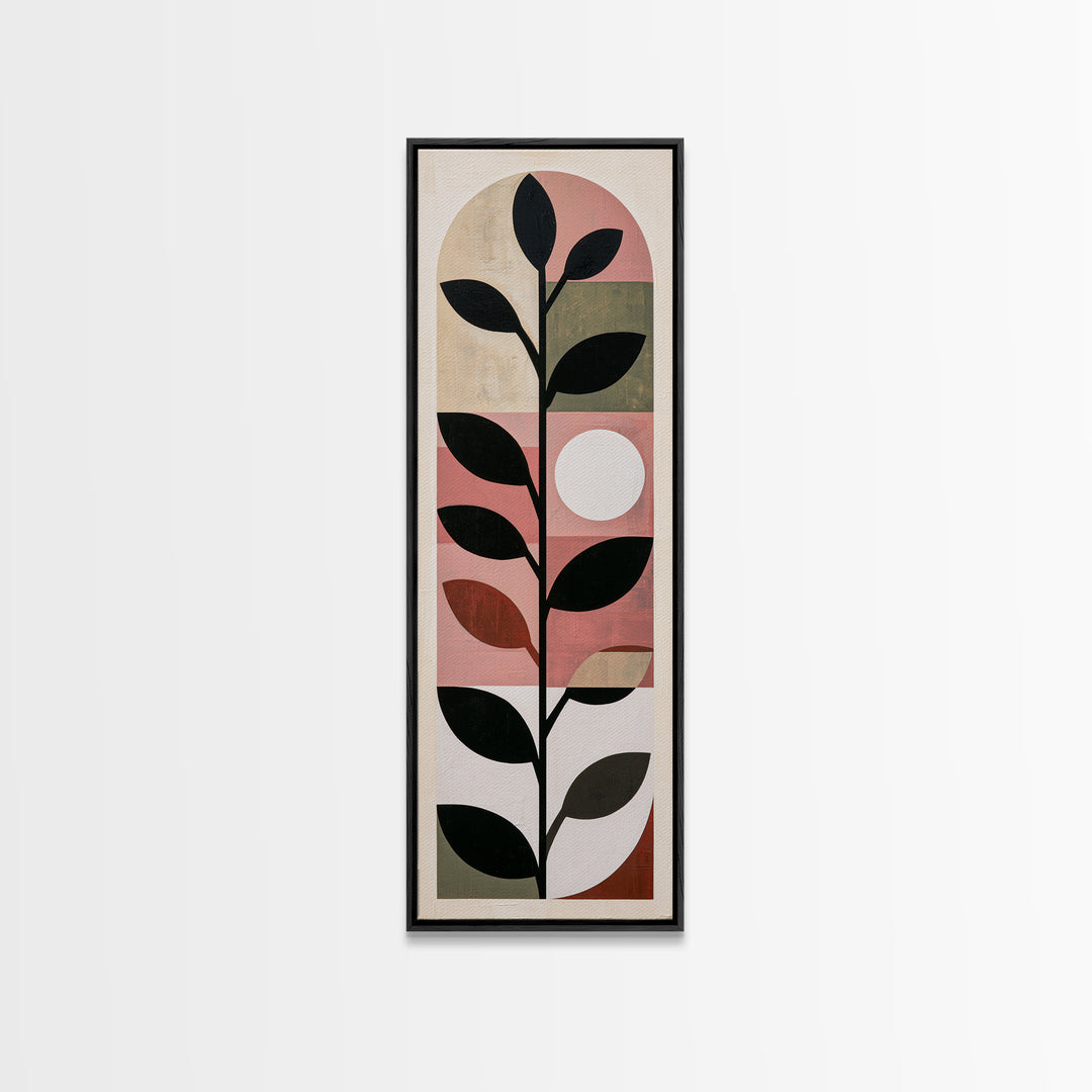 Single Black Branch on Warm White Background Canvas Print, Scandinavian Art, Mid Century Modern, Living Room Decor, Nordic, SCA-1x3-8