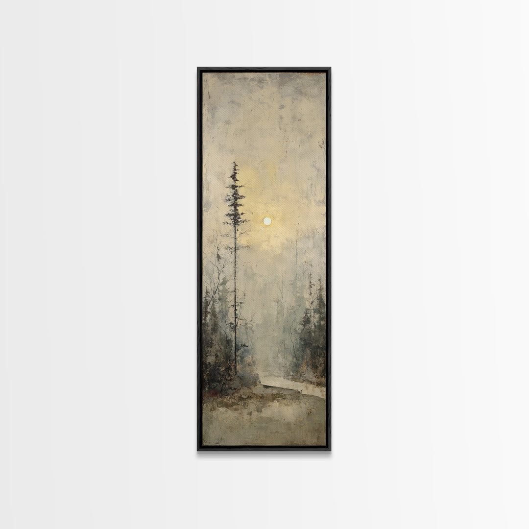 Single Black Branch on Warm White Background Canvas Print, Scandinavian Art, Gallery Decor, Living Room Decor, Nordic, SCA-1x3-80
