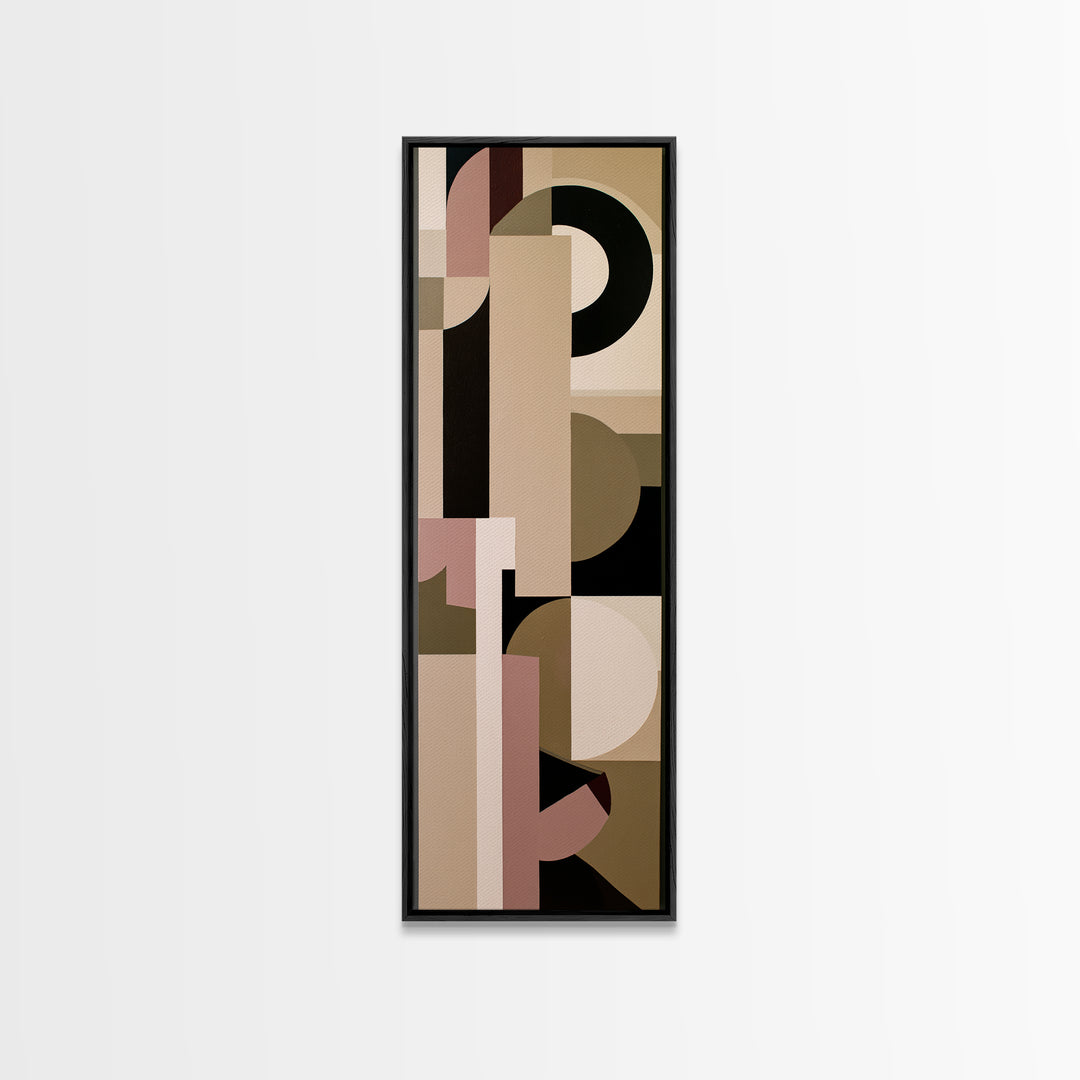 Soft Beige Geometric Abstraction Framed Canvas Print, Scandinavian Art, Wall Decor, Living Room Decor, Abstract Art, Nordic, SCA-1x3-87