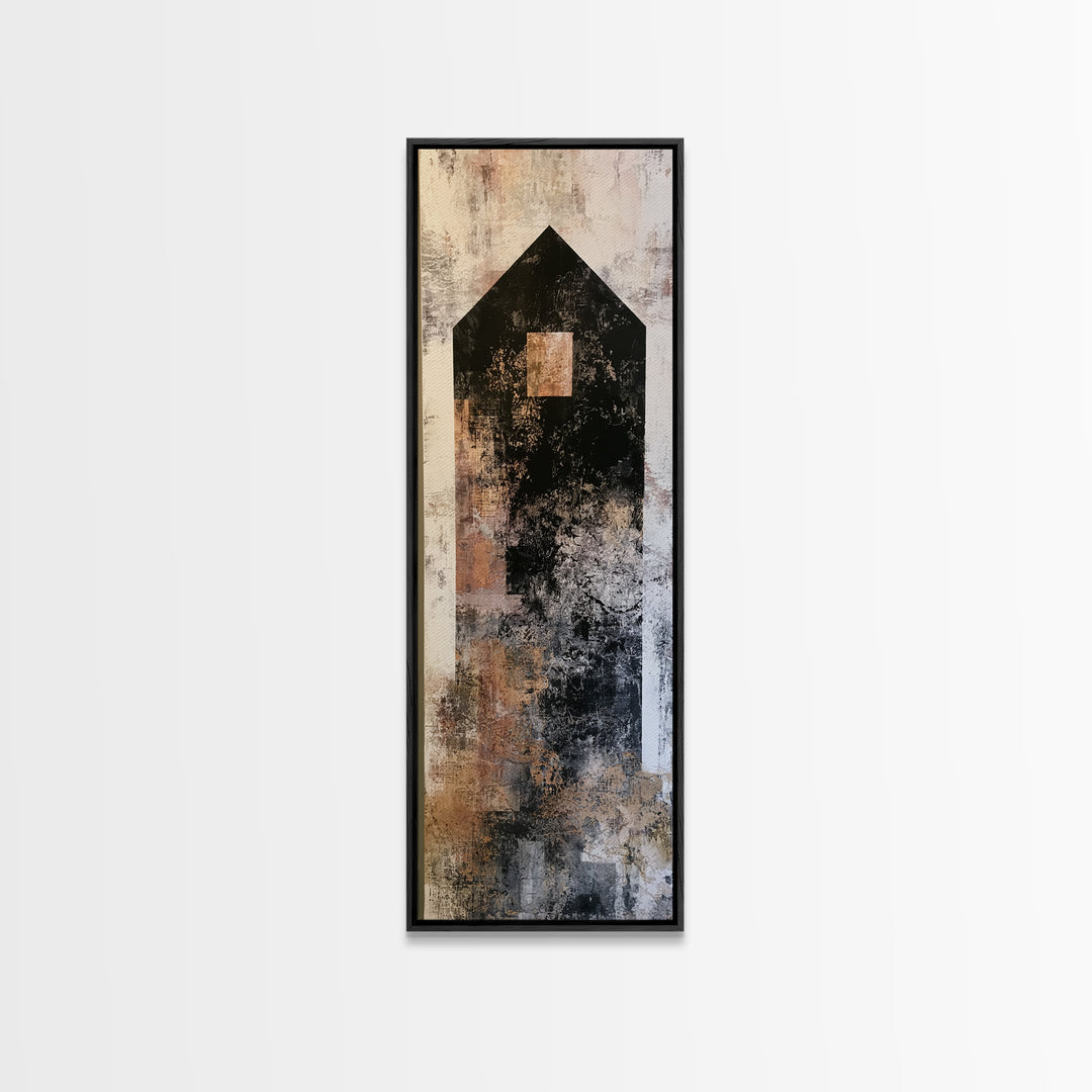 Simple Black House Shape Framed Canvas Print, Scandinavian Art, Decor, Living Room Decor, Fine Art, Nordic, Printable Art, SCA-1x3-91