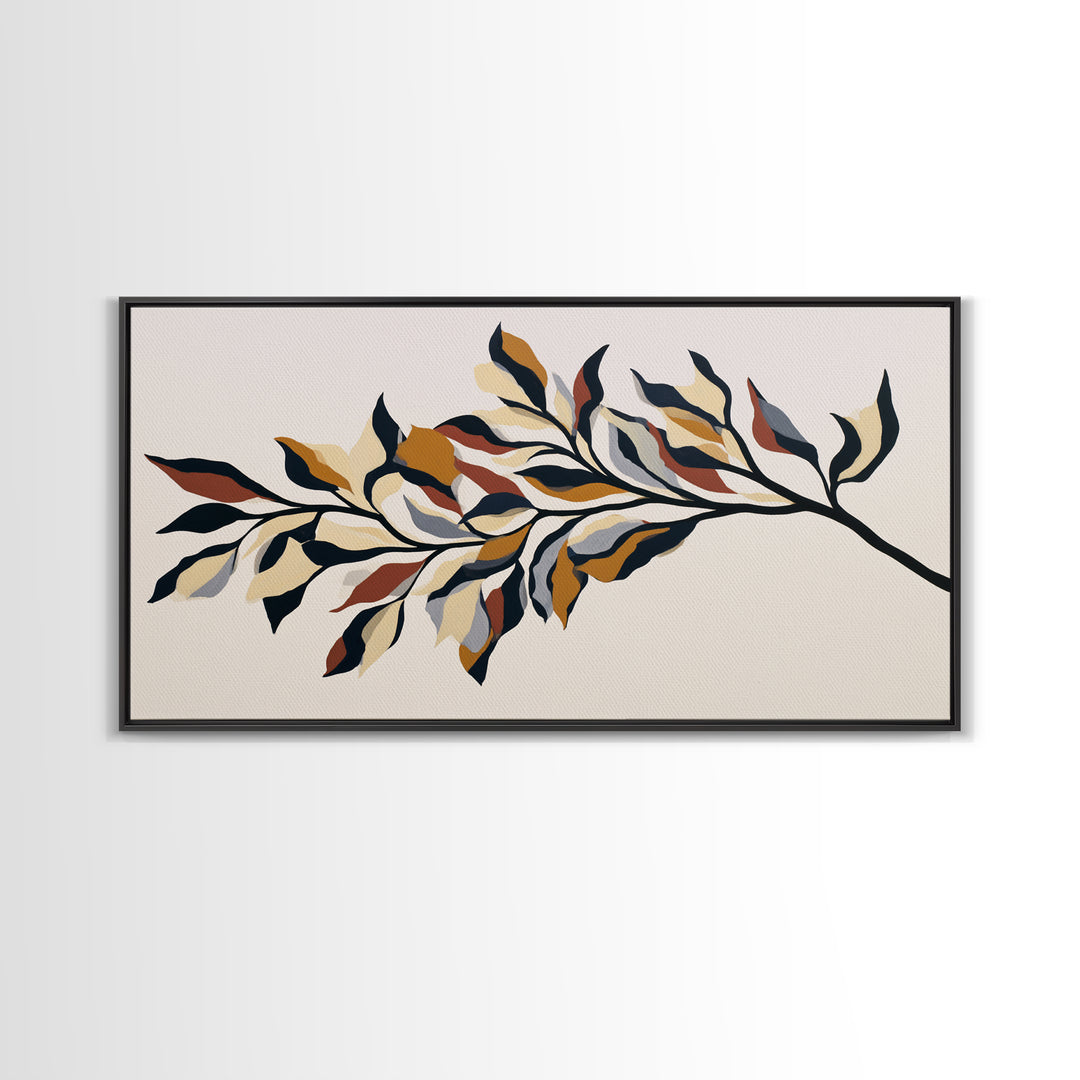 Single Black Branch on Warm White Background Canvas Print, Scandinavian Art, Fine Art Print, Living Room Decor, Nordic, SCA-2x1-16