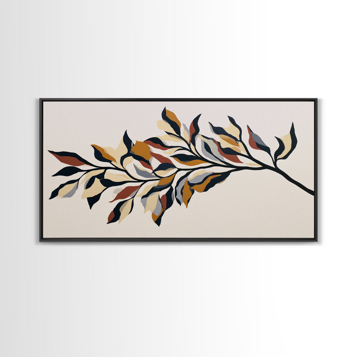Single Black Branch on Warm White Background Canvas Print, Scandinavian Art, Fine Art Print, Living Room Decor, Nordic, SCA-2x1-16