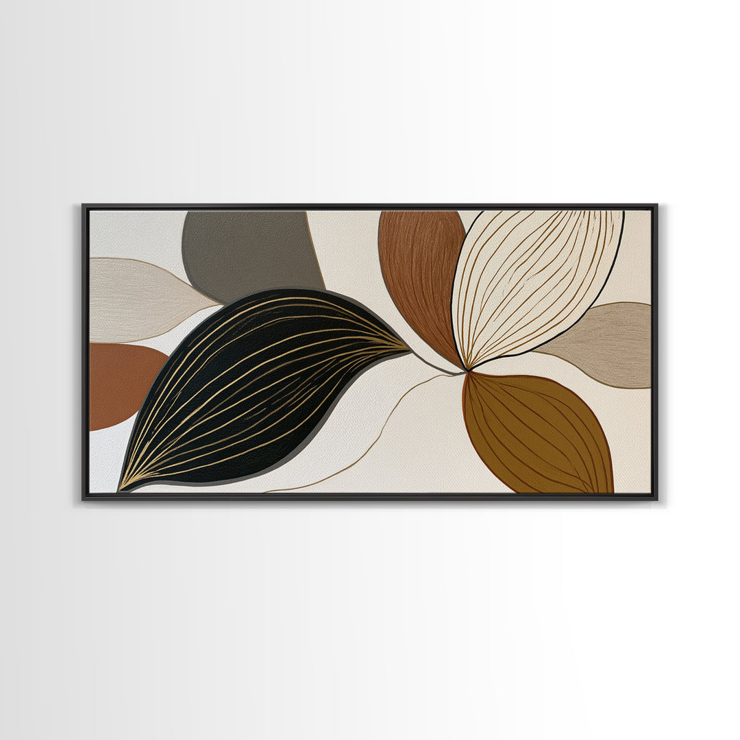 Pale Oak Botanical Line Drawing Framed Canvas Print, Scandinavian Art, Abstract Art, Living Room Decor, Oil Painting, Nordic, SCA-2x1-25