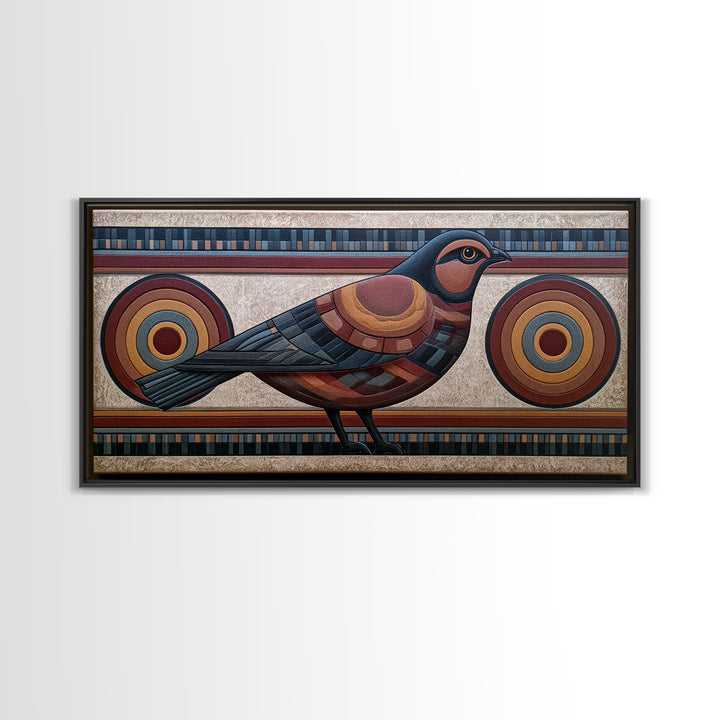 Nordic Folk Bird Canvas Print, Scandinavian Art, Wall Hanging, Living Room Decor, Fine Art, Nordic, Living Room Wall Art, SCA-2x1-31