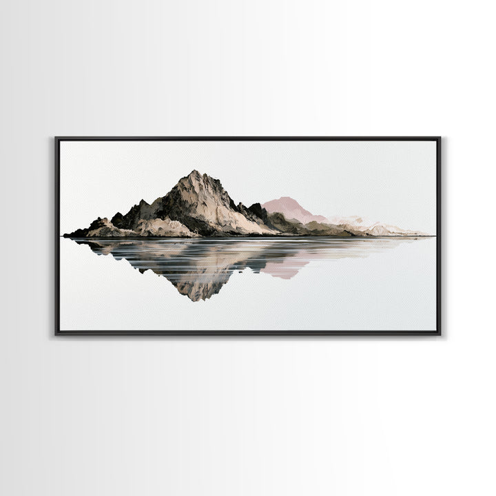 Minimal Fjord Landscape Framed Canvas Print, Scandinavian Art, Printable Wall Art, Living Room Decor, Fine Art, Nordic, SCA-2x1-46