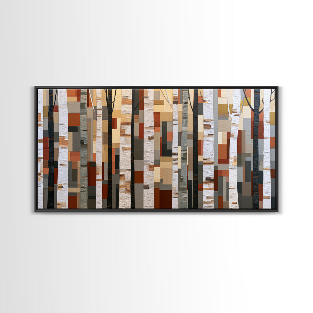 Birch Tree Trunks Canvas Print, Scandinavian Art, Wall Art Print, Living Room Decor, Oil Painting, Nordic, Fine Art Print, SCA-2x1-53