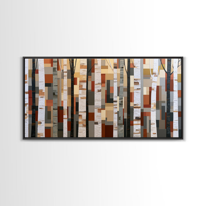 Birch Tree Trunks Canvas Print, Scandinavian Art, Wall Art Print, Living Room Decor, Oil Painting, Nordic, Fine Art Print, SCA-2x1-53
