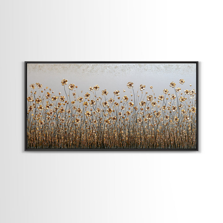 Minimal Meadow Flowers Framed Canvas Print, Scandinavian Art, Wall Decor, Living Room Decor, Oil Painting, Nordic, Canvas Art, SCA-2x1-6