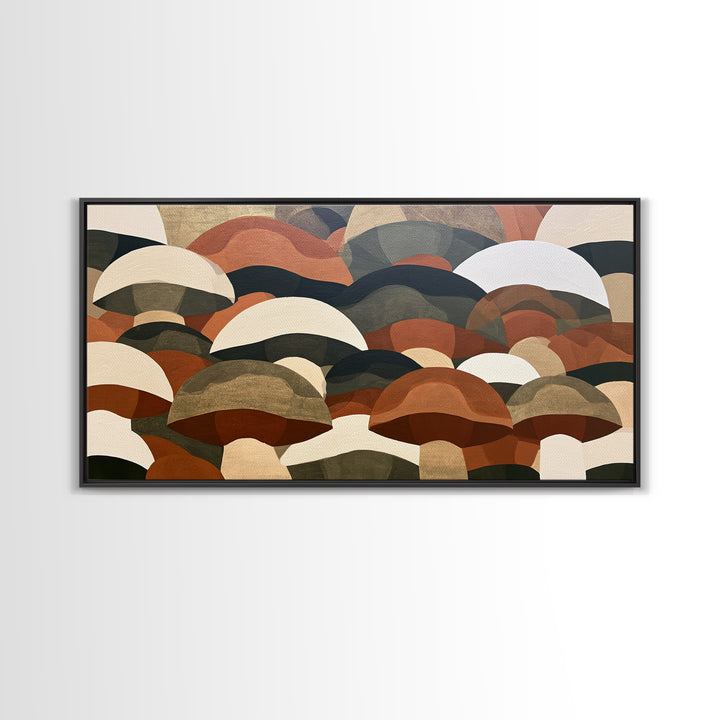 Simple Mushroom and Moss Forest Study Canvas Print, Scandinavian Art, Original Painting, Living Room Decor, Fine Art, Nordic, SCA-2x1-68