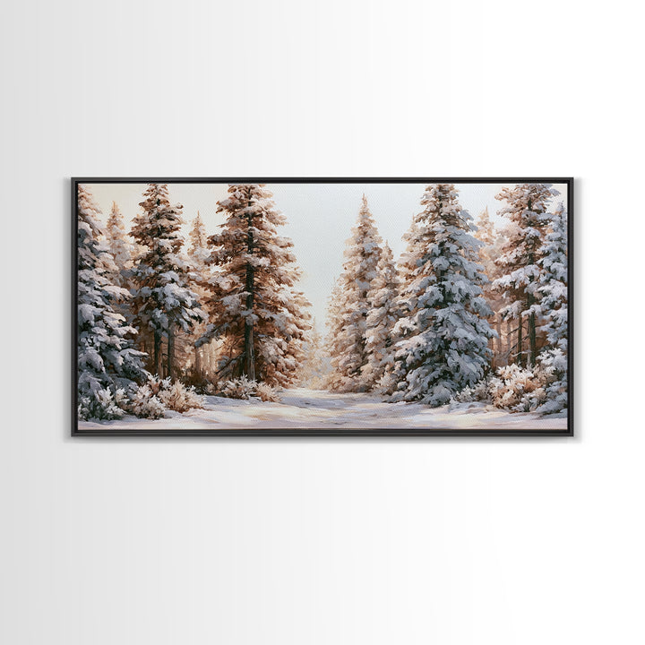 Snowy Nordic Forest Canvas Print, Scandinavian Art, Canvas Print, Living Room Decor, Fine Art, Nordic, Textured Painting, SCA-2x1-69
