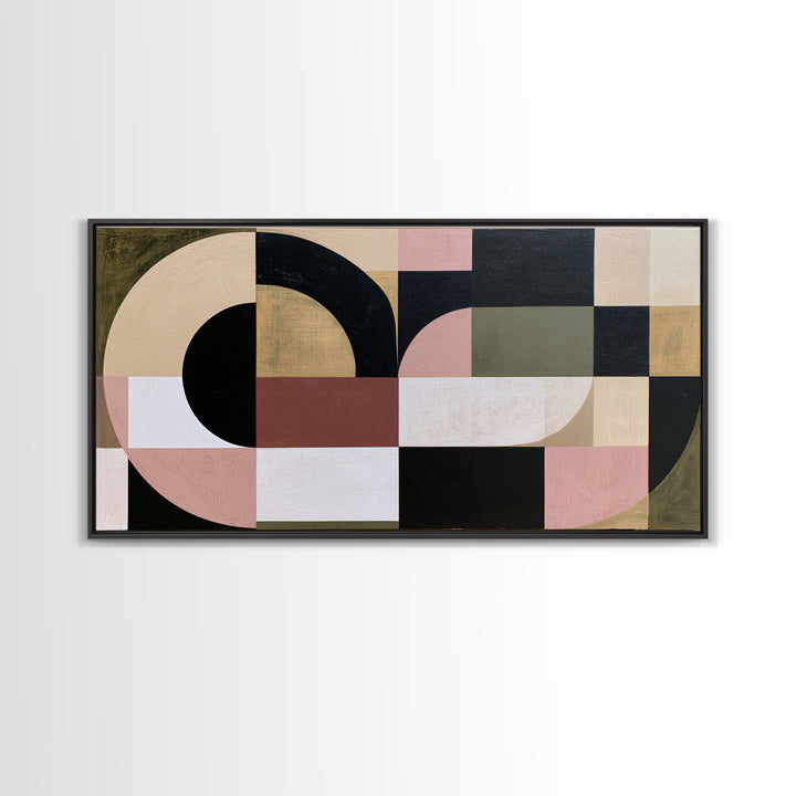 Soft Beige Geometric Abstraction Canvas Print, Scandinavian Art, Modern Art, Living Room Decor, Fine Art, Nordic, SCA-2x1-71