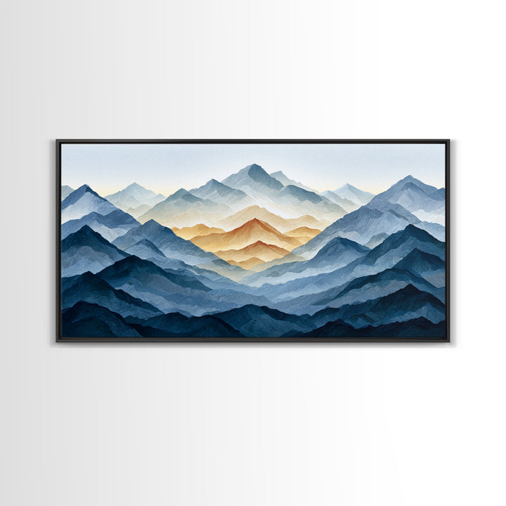Muted Mountain Layers Canvas Print, Scandinavian Art, Farmhouse Decor, Living Room Decor, Fine Art, Nordic, Gallery Decor, SCA-2x1-76