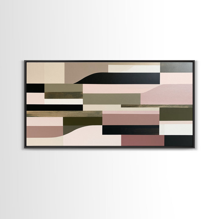 Calm Lake Dock Framed Canvas Print, Scandinavian Art, Living Room Decor, Oil Painting, Nordic, Abstract Wall Art, SCA-2x1-83