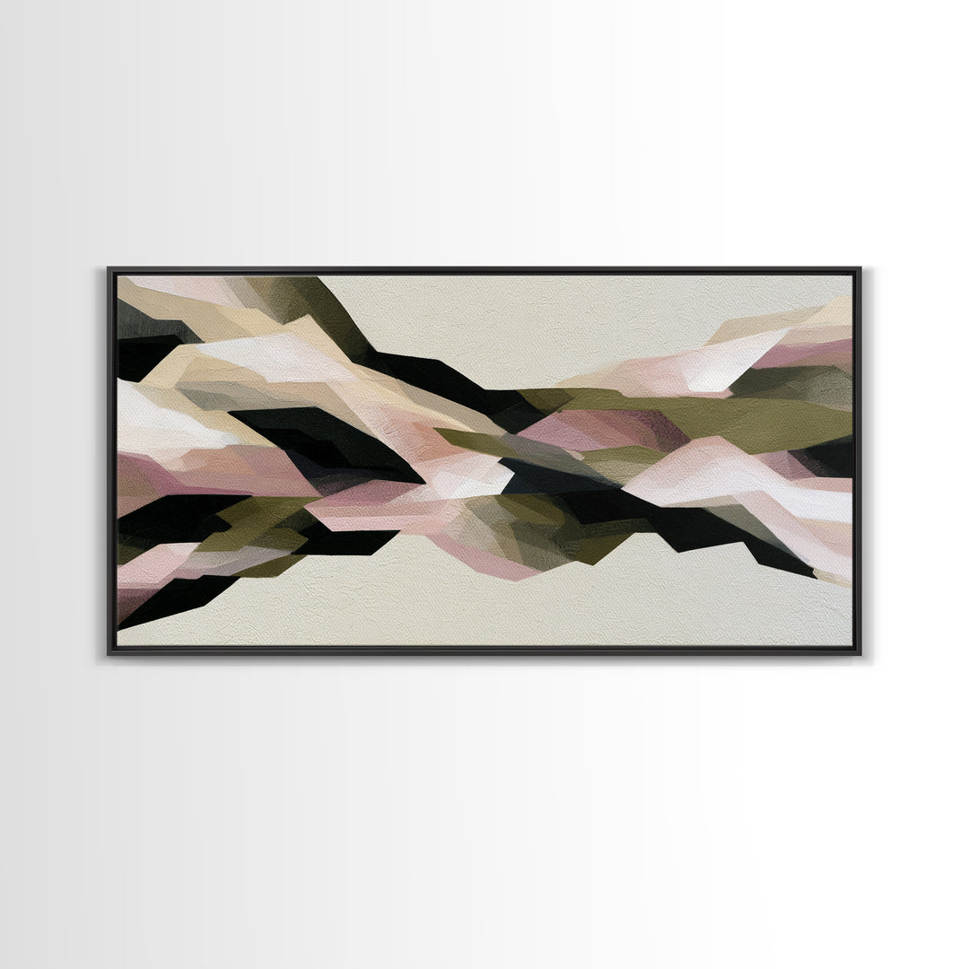 Winter Cabin Smoke Framed Canvas Print, Scandinavian Art, Oil Painting, Living Room Decor, Fine Art, Nordic, Boho Wall Decor, SCA-2x1-86