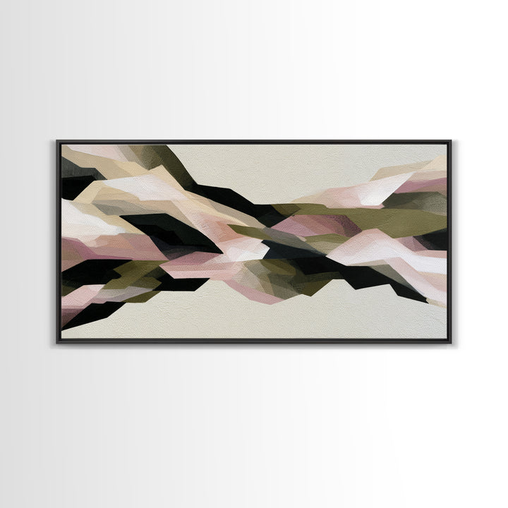 Winter Cabin Smoke Framed Canvas Print, Scandinavian Art, Oil Painting, Living Room Decor, Fine Art, Nordic, Boho Wall Decor, SCA-2x1-86