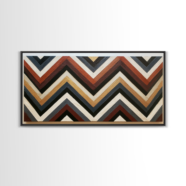 Herringbone Monochrome Pattern Framed Canvas Print, Scandinavian Art, Digital Wall Art, Living Room Decor, Oil Painting, Nordic, SCA-2x1-90