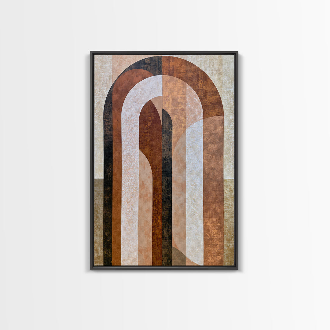 Abstract Arch Shapes Framed Canvas Print, Scandinavian Art, Mid Century Modern, Living Room Decor, Nordic, Boho Wall Art, SCA-2x3-22