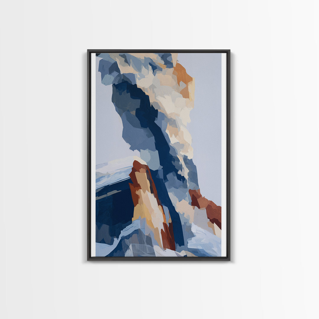 Winter Cabin Smoke Framed Canvas Print, Scandinavian Art, Wall Decor, Living Room Decor, Abstract Art, Nordic, Canvas Art, SCA-2x3-26
