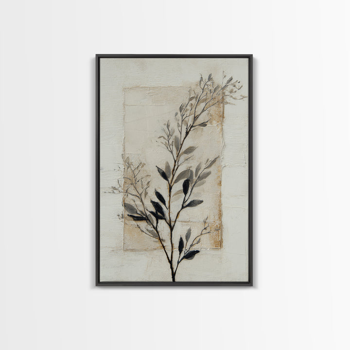 Single Black Branch on Warm White Background Canvas Print, Scandinavian Art, Gallery Decor, Living Room Decor, Nordic, SCA-2x3-28