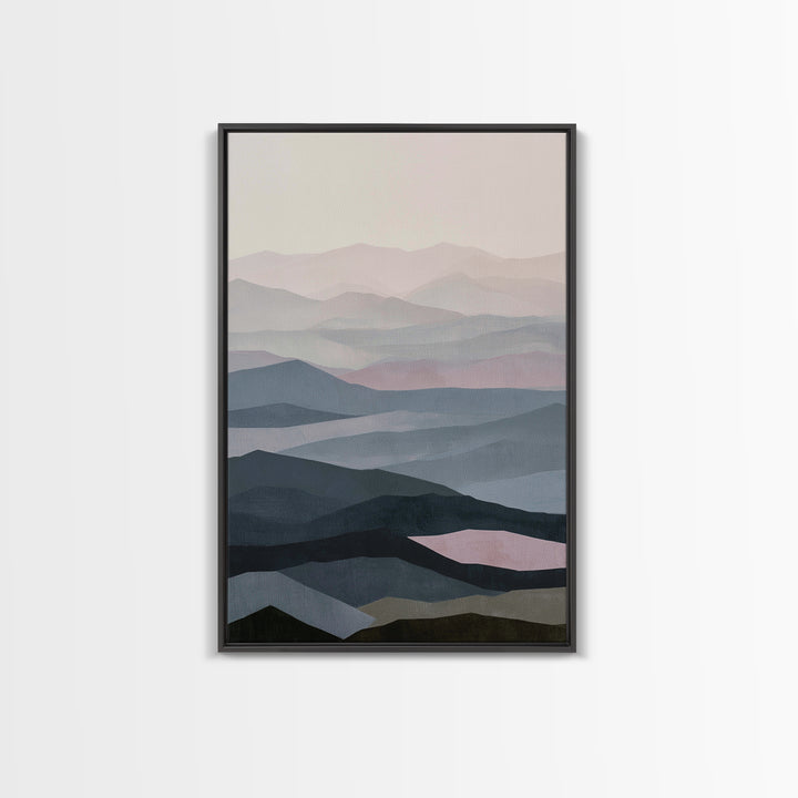 Muted Mountain Layers Canvas Print, Scandinavian Art, Christmas Decor, Living Room Decor, Fine Art, Nordic, Wall Art Print, SCA-2x3-40