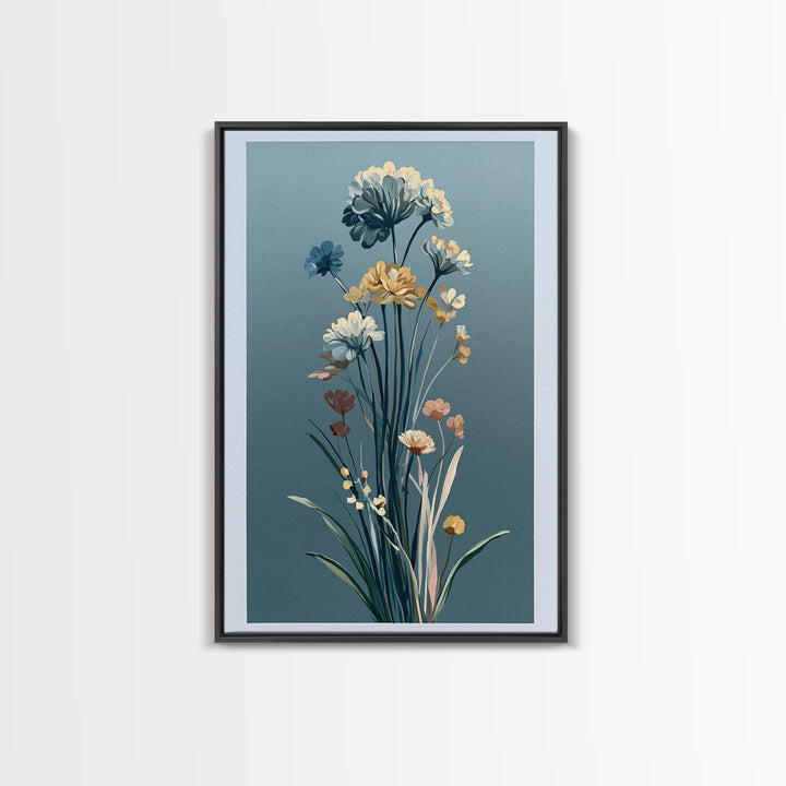 Minimal Meadow Flowers Framed Canvas Print, Scandinavian Art, Printable Wall Art, Living Room Decor, Fine Art, Nordic, SCA-2x3-42