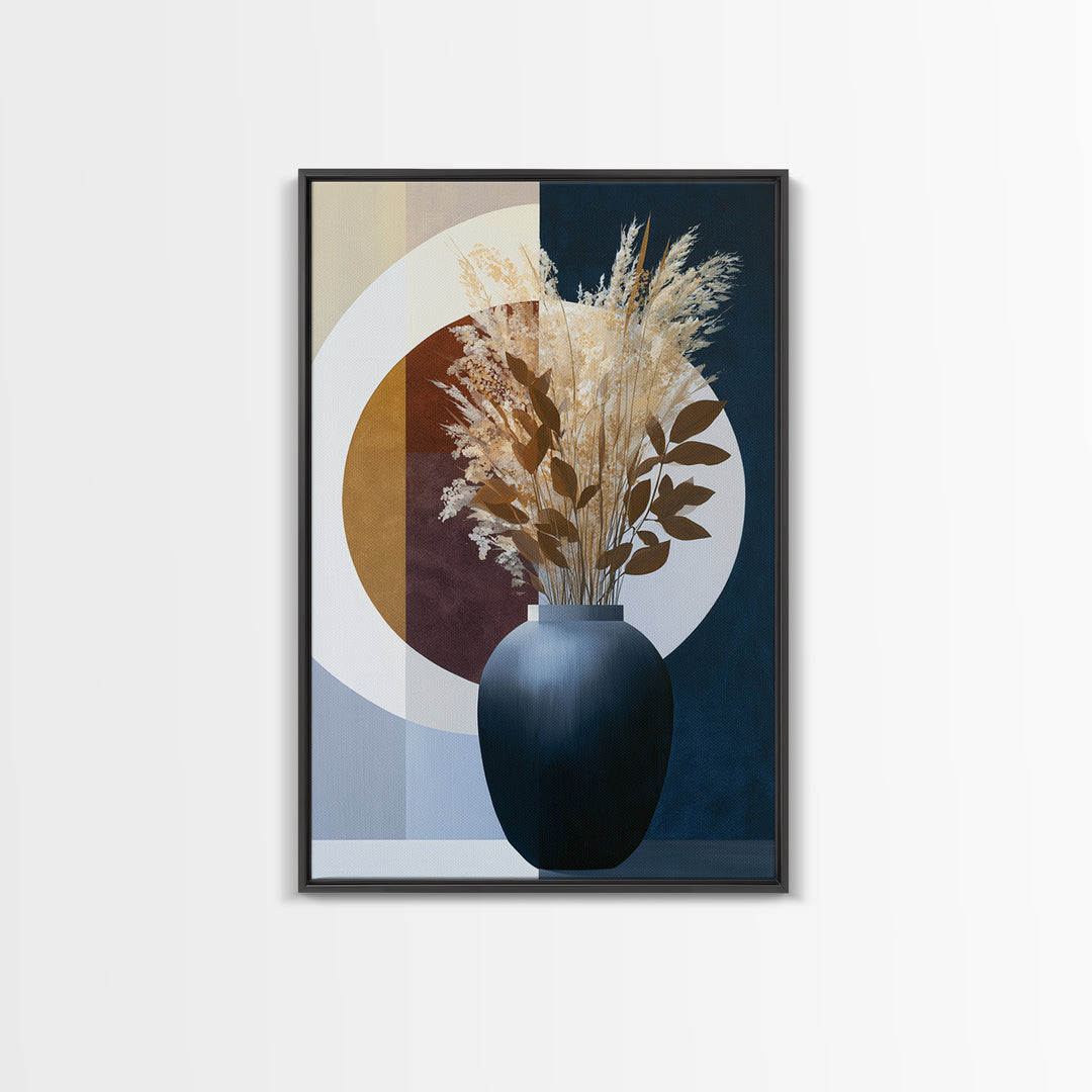 Ceramic Vase with Dried Grasses Canvas Print, Scandinavian Art, Boho Wall Art, Living Room Decor, Nordic, Modern Decor, SCA-2x3-45