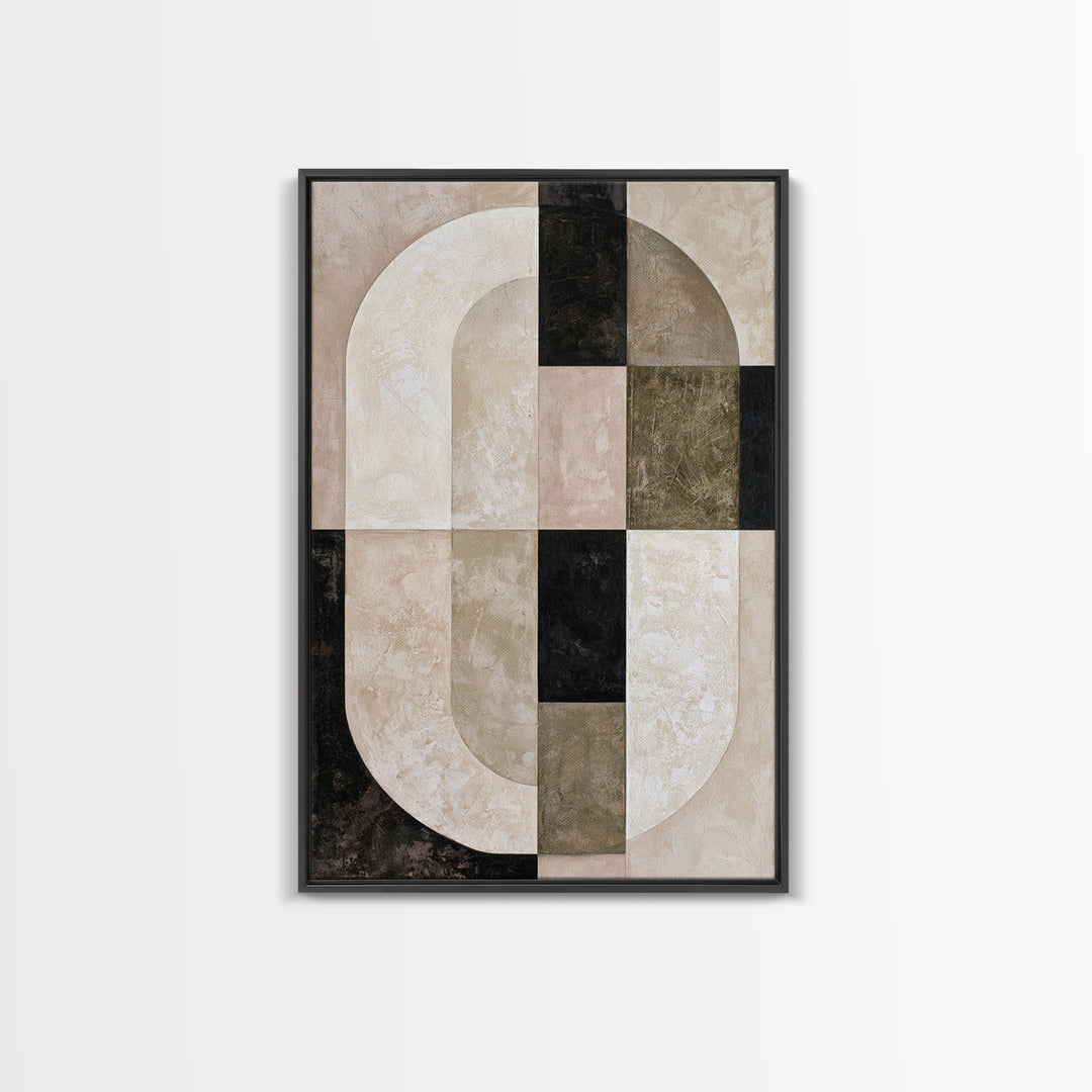 Abstract Arch Shapes Framed Canvas Print, Scandinavian Art, Mid Century Modern, Living Room Decor, Nordic, Boho Wall Art, SCA-2x3-46