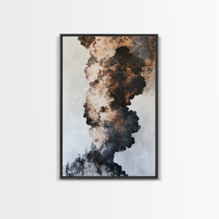 Winter Cabin Smoke Canvas Print, Scandinavian Art, Christmas Decor, Living Room Decor, Fine Art, Nordic, Wall Art Print, SCA-2x3-50