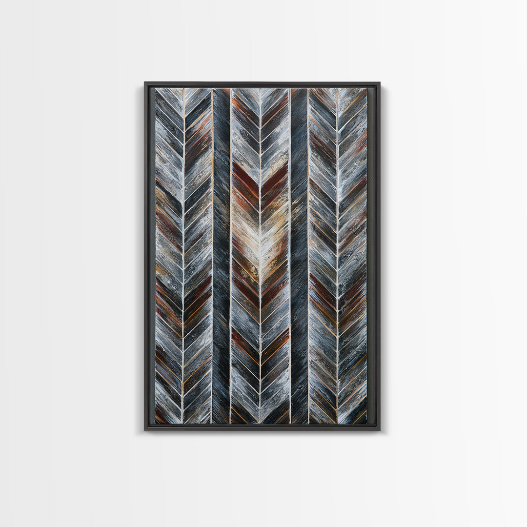 Herringbone Monochrome Pattern Framed Canvas Print, Scandinavian Art, Decor, Living Room Decor, Fine Art, Nordic, Printable Art, SCA-2x3-6