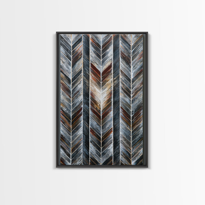 Herringbone Monochrome Pattern Framed Canvas Print, Scandinavian Art, Decor, Living Room Decor, Fine Art, Nordic, Printable Art, SCA-2x3-6