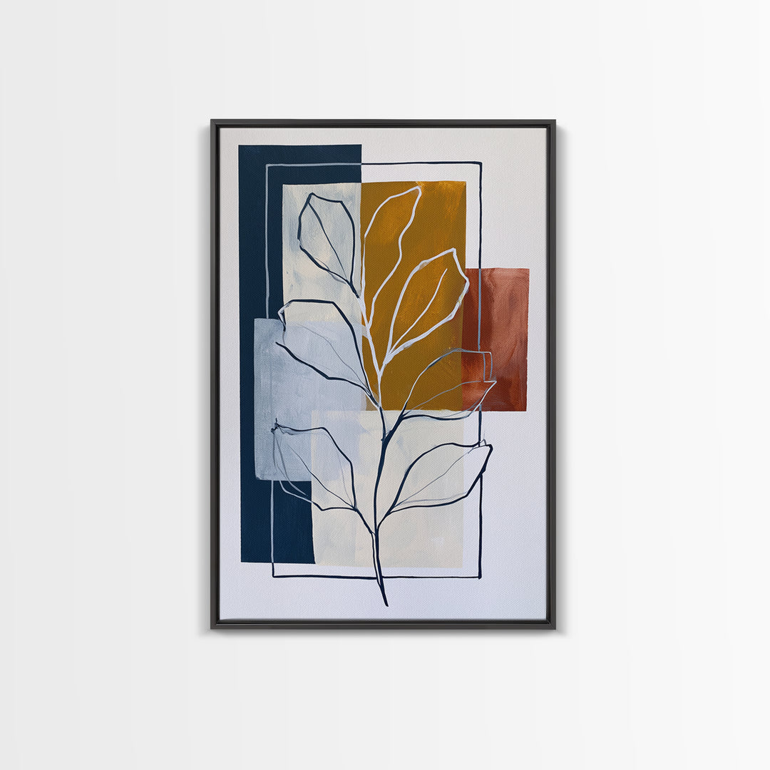 Pale Oak Botanical Line Drawing Canvas Print, Scandinavian Art, Boho Decor, Living Room Decor, Fine Art, Nordic, Luxury Decor, SCA-2x3-61