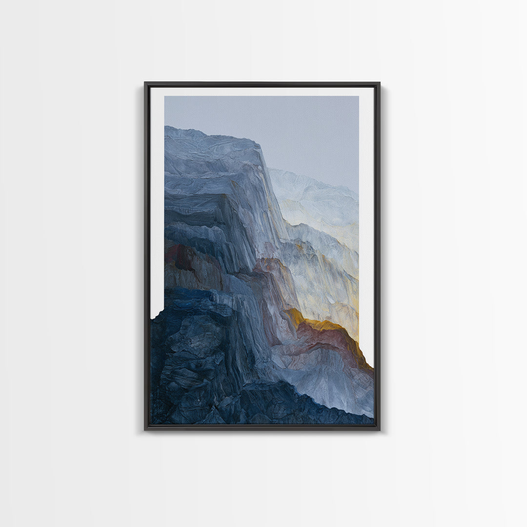 Muted Mountain Layers Framed Canvas Print, Scandinavian Art, Abstract Art, Living Room Decor, Nordic, Abstract Painting, SCA-2x3-64