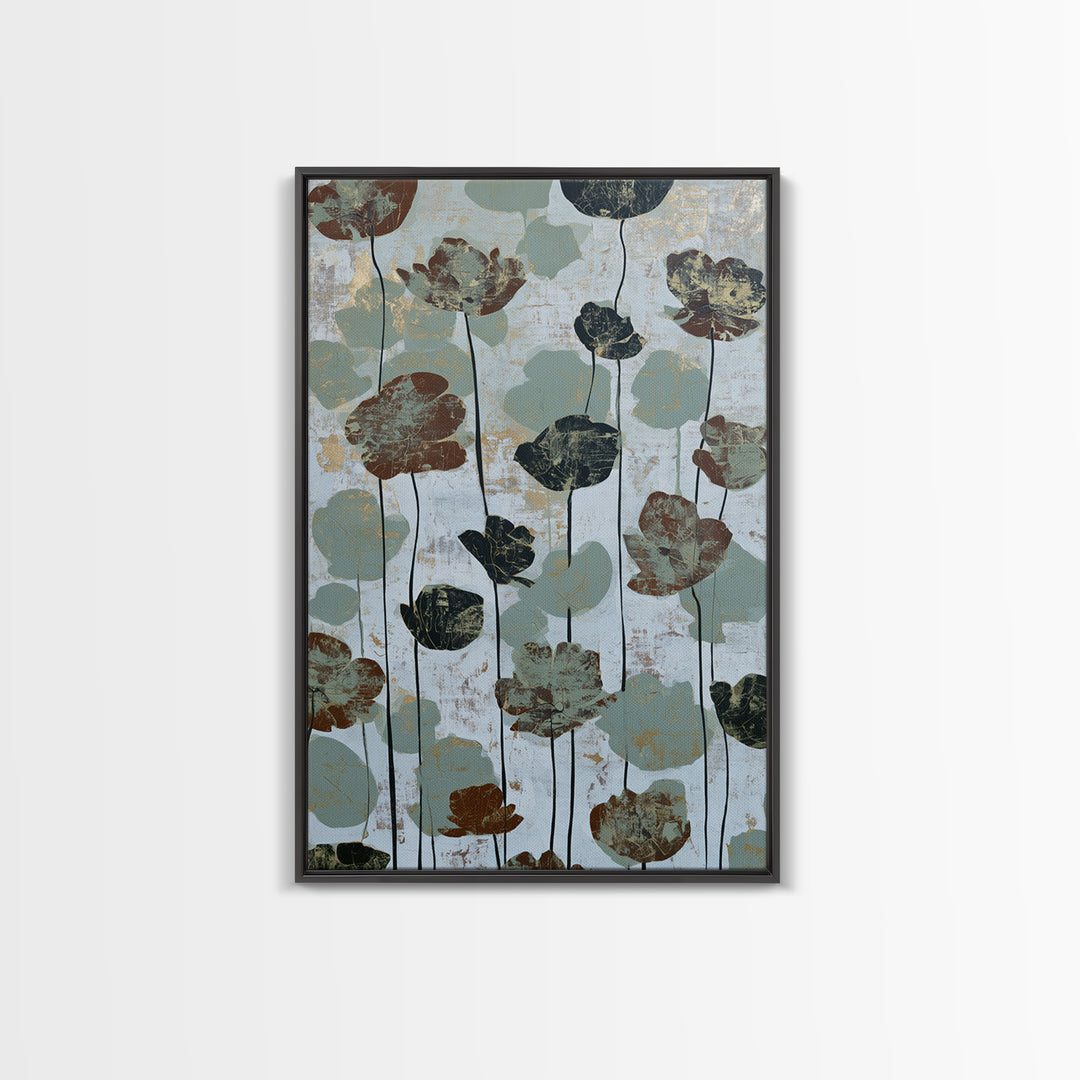 Minimal Meadow Flowers Canvas Print, Scandinavian Art, Large Wall Art, Living Room Decor, Nordic, Living Room Wall Art, SCA-2x3-66