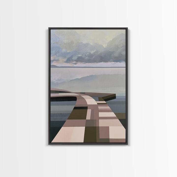 Calm Lake Dock Canvas Print, Scandinavian Art, Modern Art, Living Room Decor, Oil Painting, Nordic, Contemporary Art, SCA-2x3-71