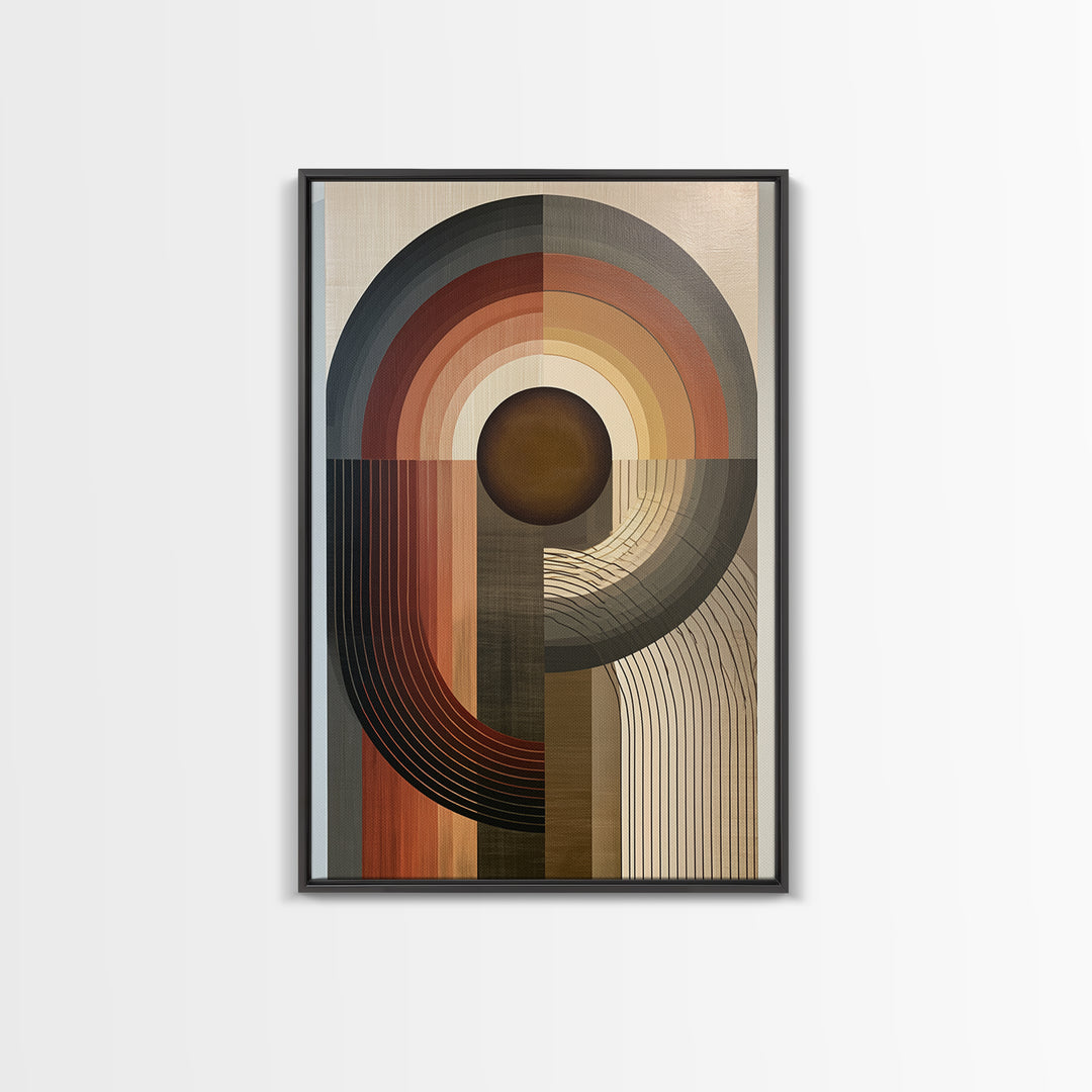 Minimal Sun over Pine Forest Framed Canvas Print, Scandinavian Art, Abstract Painting, Living Room Decor, Fine Art, Nordic, SCA-2x3-97