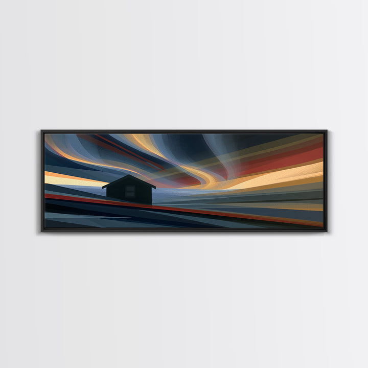 Simple Black House Shape Framed Canvas Print, Scandinavian Art, Contemporary Art, Living Room Decor, Abstract Art, Nordic, SCA-3x1-23