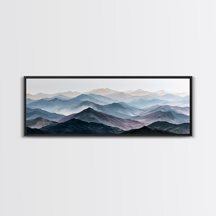 Muted Mountain Layers Canvas Print, Scandinavian Art, Modern Art, Living Room Decor, Fine Art, Nordic, Contemporary Art, SCA-3x1-24