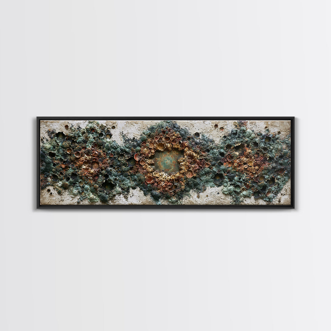 Simple Mushroom and Moss Forest Study Canvas Print, Scandinavian Art, Modern Decor, Living Room Decor, Oil Painting, Nordic, SCA-3x1-40