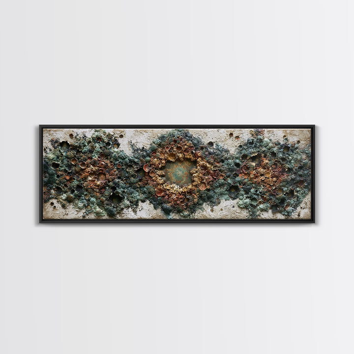 Simple Mushroom and Moss Forest Study Canvas Print, Scandinavian Art, Modern Decor, Living Room Decor, Oil Painting, Nordic, SCA-3x1-40