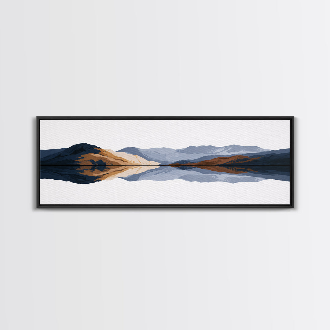 Minimal Fjord Landscape Canvas Print, Scandinavian Art, Boho Decor, Living Room Decor, Fine Art, Nordic, Luxury Decor, SCA-3x1-42