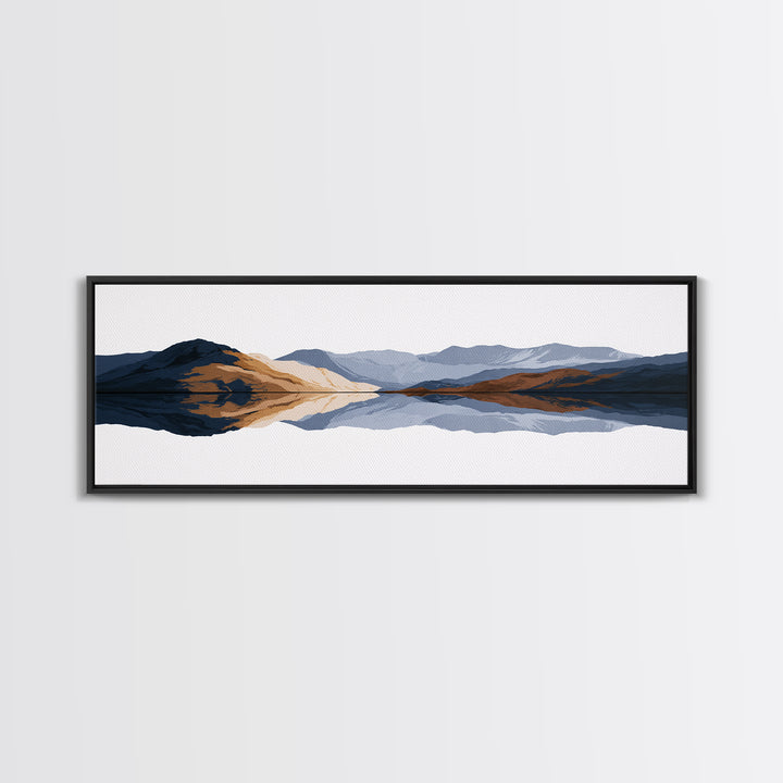 Minimal Fjord Landscape Canvas Print, Scandinavian Art, Boho Decor, Living Room Decor, Fine Art, Nordic, Luxury Decor, SCA-3x1-42