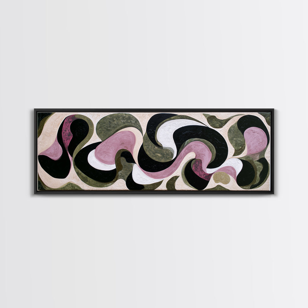 Simple Mushroom and Moss Forest Study Framed Canvas Print, Scandinavian Art, Textured Painting, Living Room Decor, Nordic, SCA-3x1-64