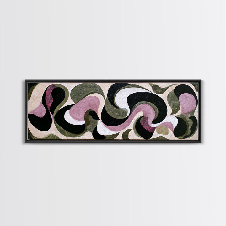Simple Mushroom and Moss Forest Study Framed Canvas Print, Scandinavian Art, Textured Painting, Living Room Decor, Nordic, SCA-3x1-64
