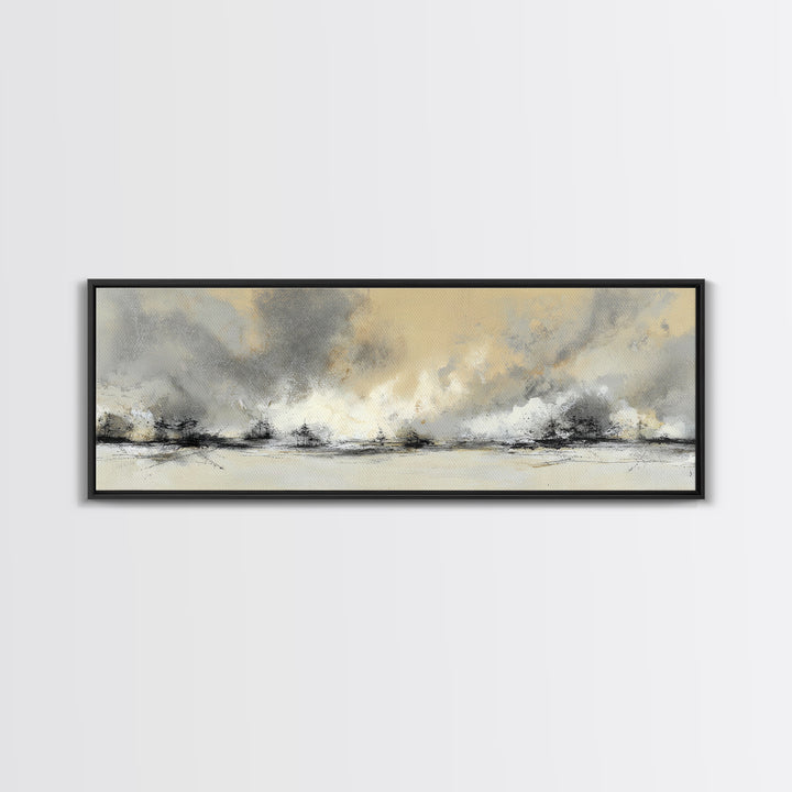 Soft Beige Geometric Abstraction Framed Canvas Print, Scandinavian Art, Canvas Art, Living Room Decor, Fine Art, Nordic, SCA-3x1-67