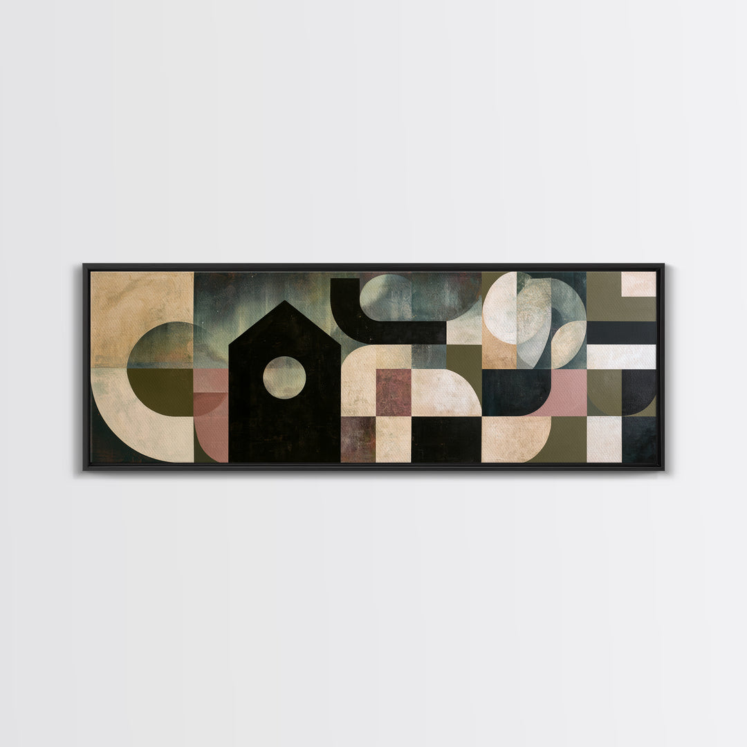 Simple Black House Shape Canvas Print, Scandinavian Art, Printable Art, Living Room Decor, Fine Art, Nordic, Modern Art, SCA-3x1-71