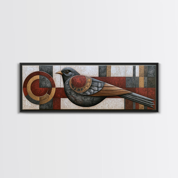 Nordic Folk Bird Canvas Print, Scandinavian Art, Farmhouse Decor, Living Room Decor, Fine Art, Nordic, Gallery Decor, SCA-3x1-75
