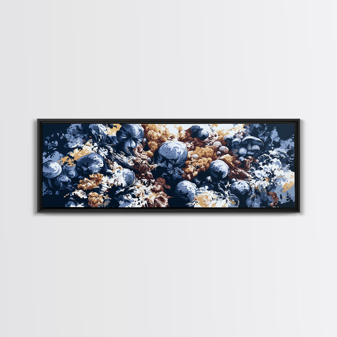 Simple Mushroom and Moss Forest Study Canvas Print, Scandinavian Art, Art, Living Room Decor, Fine Art, Nordic, Abstract Art, SCA-3x1-88