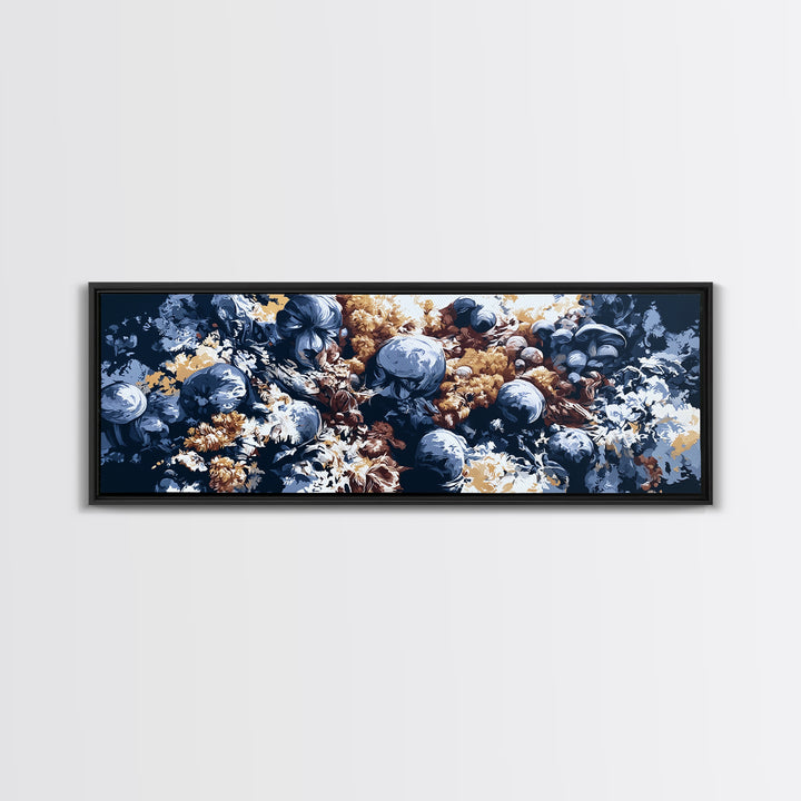 Simple Mushroom and Moss Forest Study Canvas Print, Scandinavian Art, Art, Living Room Decor, Fine Art, Nordic, Abstract Art, SCA-3x1-88