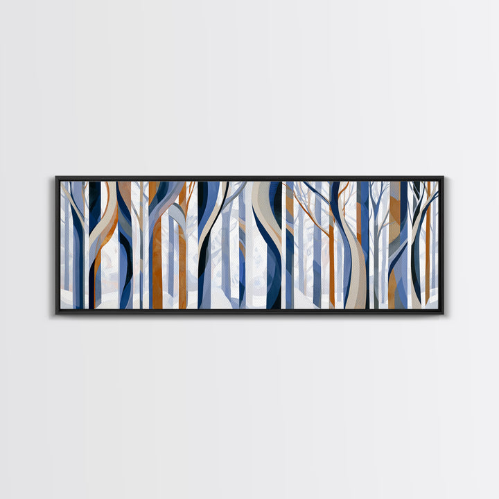 Snowy Nordic Forest Framed Canvas Print, Scandinavian Art, Wall Art, Living Room Decor, Fine Art, Nordic, Large Wall Art, SCA-3x1-89