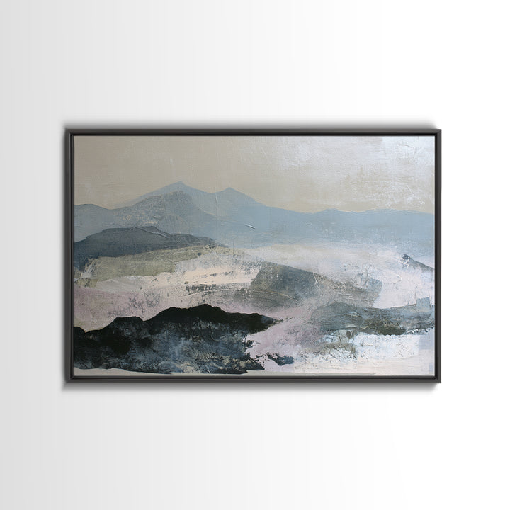 Muted Mountain Layers Canvas Print, Scandinavian Art, Neutral Decor, Living Room Decor, Oil Painting, Nordic, Wall Decor, SCA-3x2-12